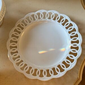 13" Round Openwork Plate distinctive lacy, looped or pierced border Porcelain